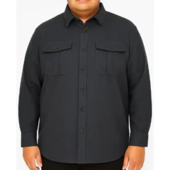 Bigdude Plain Flannel Long Sleeve Shirt Charcoal 12 Bigdude Plain Flannel Long Sleeve Shirt Charcoal -Big Dude Clothing Shop 00848540 life1 24ls02 07 charcoal