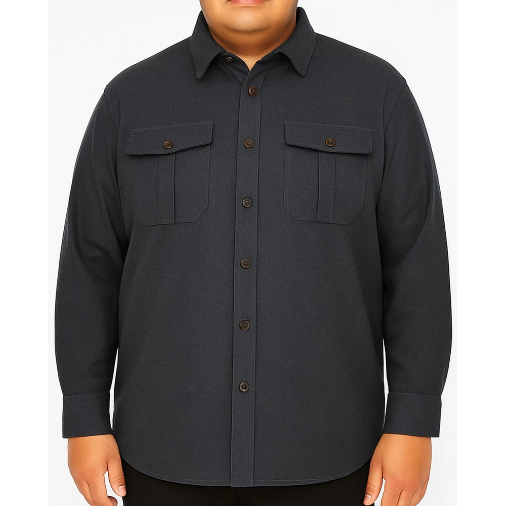 Bigdude Plain Flannel Long Sleeve Shirt Charcoal 6 Bigdude Plain Flannel Long Sleeve Shirt Charcoal - Image 6