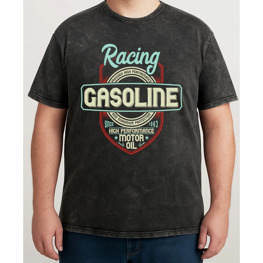 Bigdude Acid Wash Gasoline Print T-Shirt Washed Black 5 Bigdude Acid Wash Gasoline Print T-Shirt Washed Black - Image 5