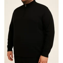 Bigdude Half Zip Knitted Jumper Black -Big Dude Clothing Shop 024de686 life2 us21jmp05 01 black