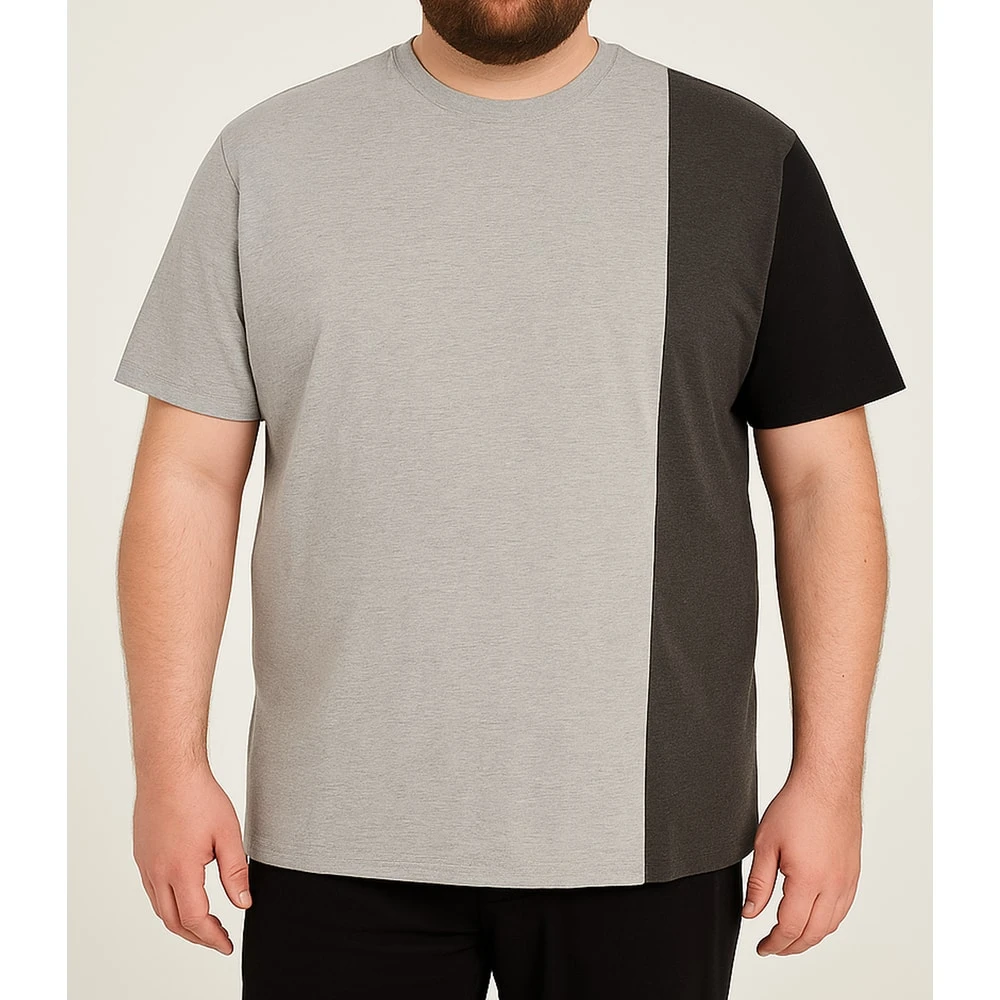 Bigdude Vertical Colour Block T-Shirt Grey 5 Bigdude Vertical Colour Block T-Shirt Grey - Image 5