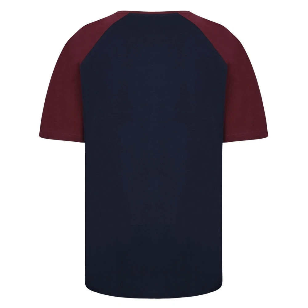 Bigdude Contrast Raglan Sleeve T-Shirt Navy/Burgundy 2 Bigdude Contrast Raglan Sleeve T-Shirt Navy/Burgundy - Image 2