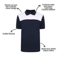 Bigdude Colour Block Polo Shirt Navy 8 Bigdude Colour Block Polo Shirt Navy -Big Dude Clothing Shop 06c61c4b bd20po120blue