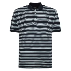 Bigdude Striped Jersey Polo Navy