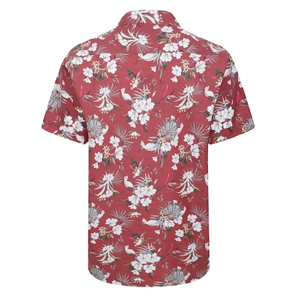 Bigdude Floral Allover Printed Short Sleeve Shirt Burgundy 2 Bigdude Floral Allover Printed Short Sleeve Shirt Burgundy - Image 2