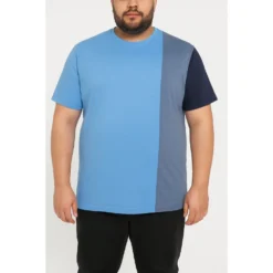 Bigdude Vertical Colour Block T-Shirt Light Blue -Big Dude Clothing Shop 0bd48a40 life1 us24ts47 27 lightblue