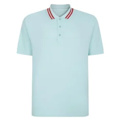 Bigdude Pique Polo With Chunky Tipping Turquoise