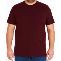 Bigdude Plain Crew Neck T-Shirt With Pocket Burgundy -Big Dude Clothing Shop 0ca1d179 life1 us21ts11 10 burgundy