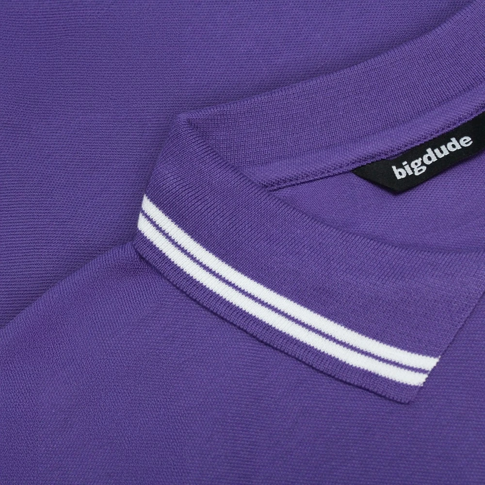 Bigdude Tipped Polo Shirt Purple 5 Bigdude Tipped Polo Shirt Purple - Image 5
