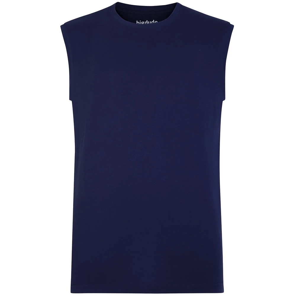 Bigdude Plain Sleeveless T-Shirt Navy 1 Bigdude Plain Sleeveless T-Shirt Navy