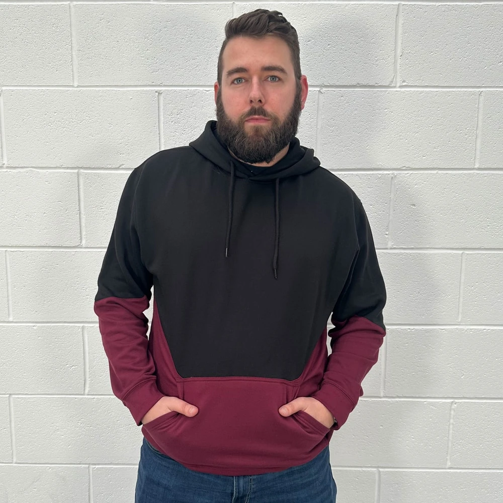Bigdude Block Panel Hoody Black/Burgundy 3 Bigdude Block Panel Hoody Black/Burgundy - Image 3