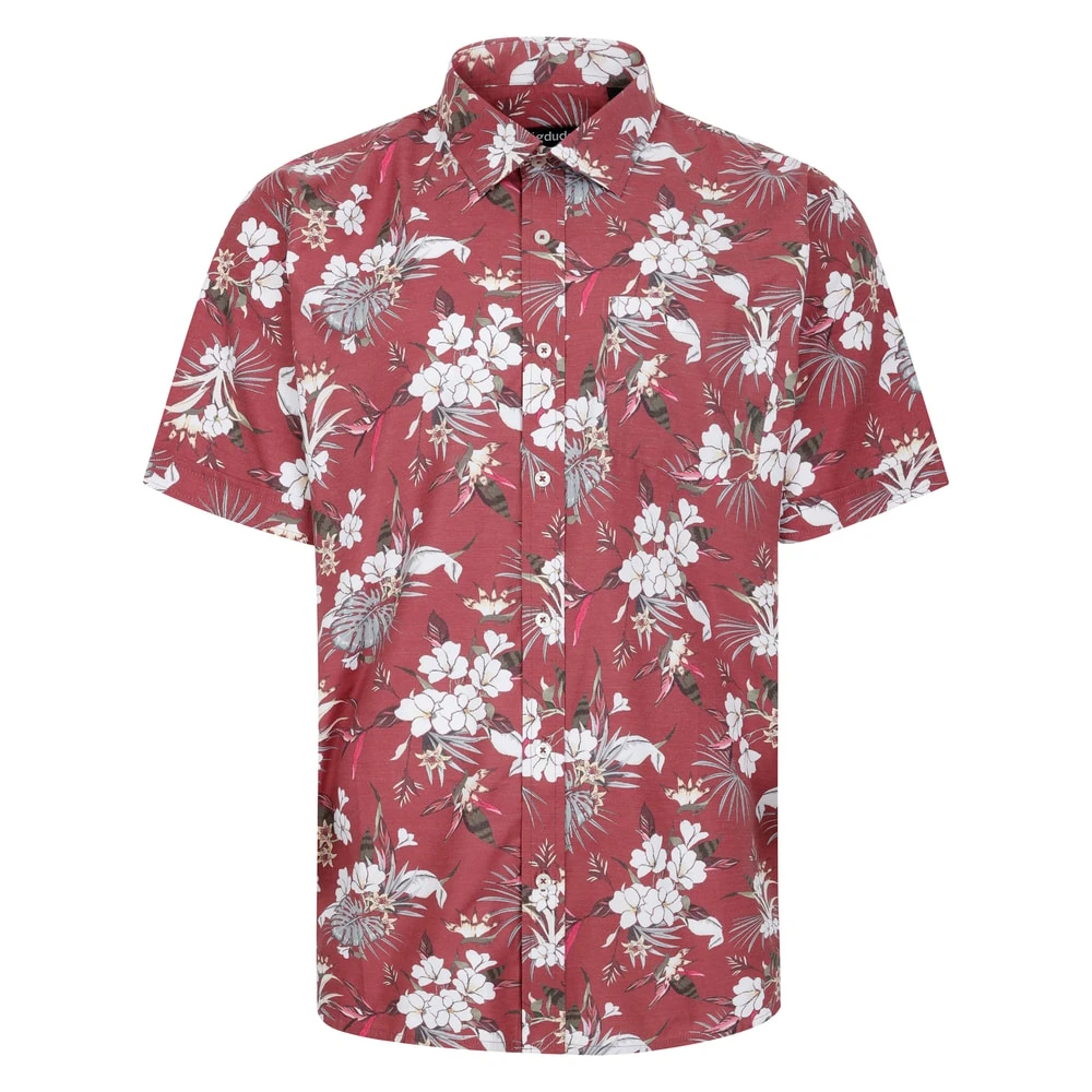 Bigdude Floral Allover Printed Short Sleeve Shirt Burgundy 1 Bigdude Floral Allover Printed Short Sleeve Shirt Burgundy