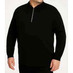 Bigdude Smart Single Jersey Long Sleeve Polo With Zip Black 13 Bigdude Smart Single Jersey Long Sleeve Polo With Zip Black -Big Dude Clothing Shop 0f0d7257 life2 us24p36 01 black