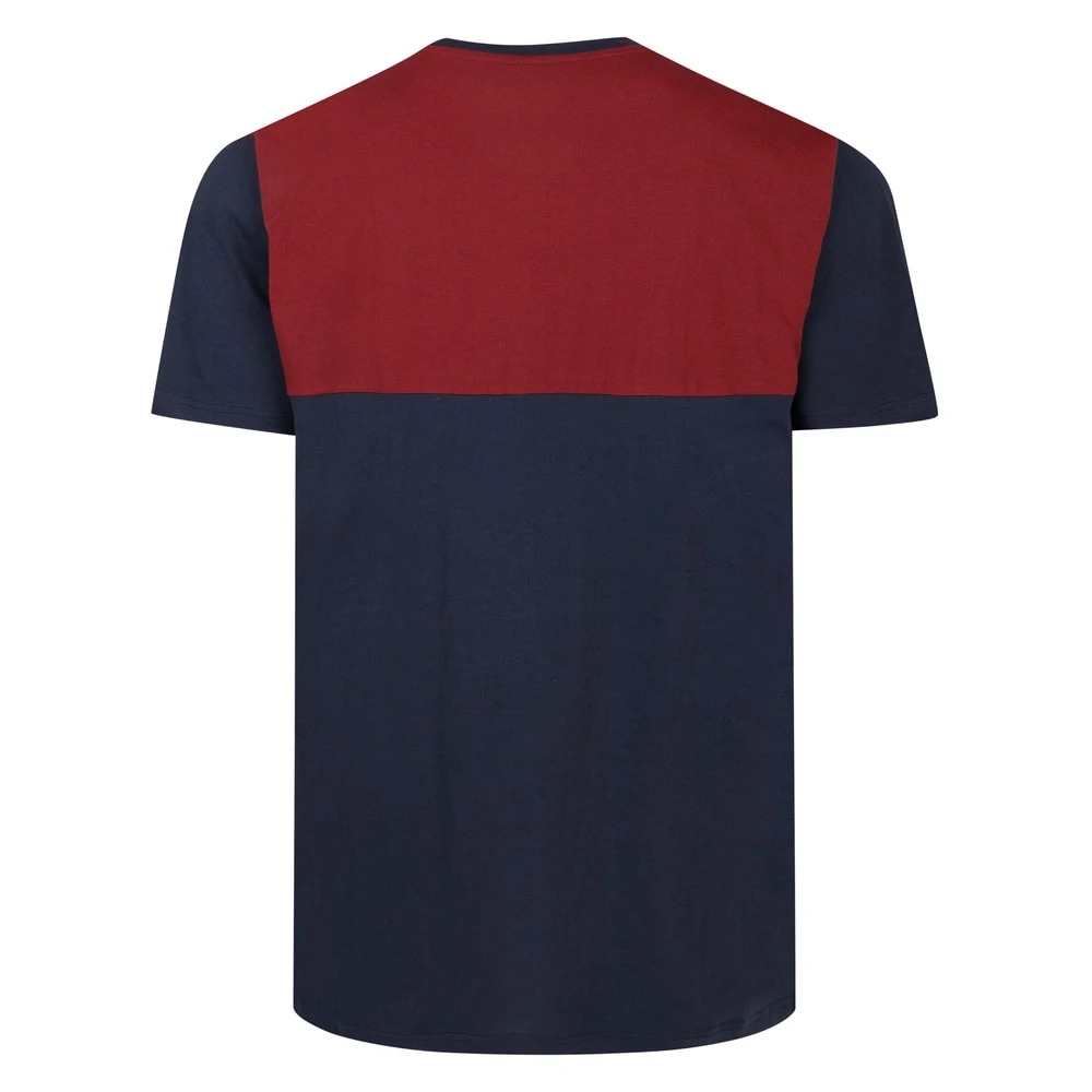 Bigdude Cut & Sew 2 Tone T-Shirt Navy/Burgundy 2 Bigdude Cut & Sew 2 Tone T-Shirt Navy/Burgundy - Image 2