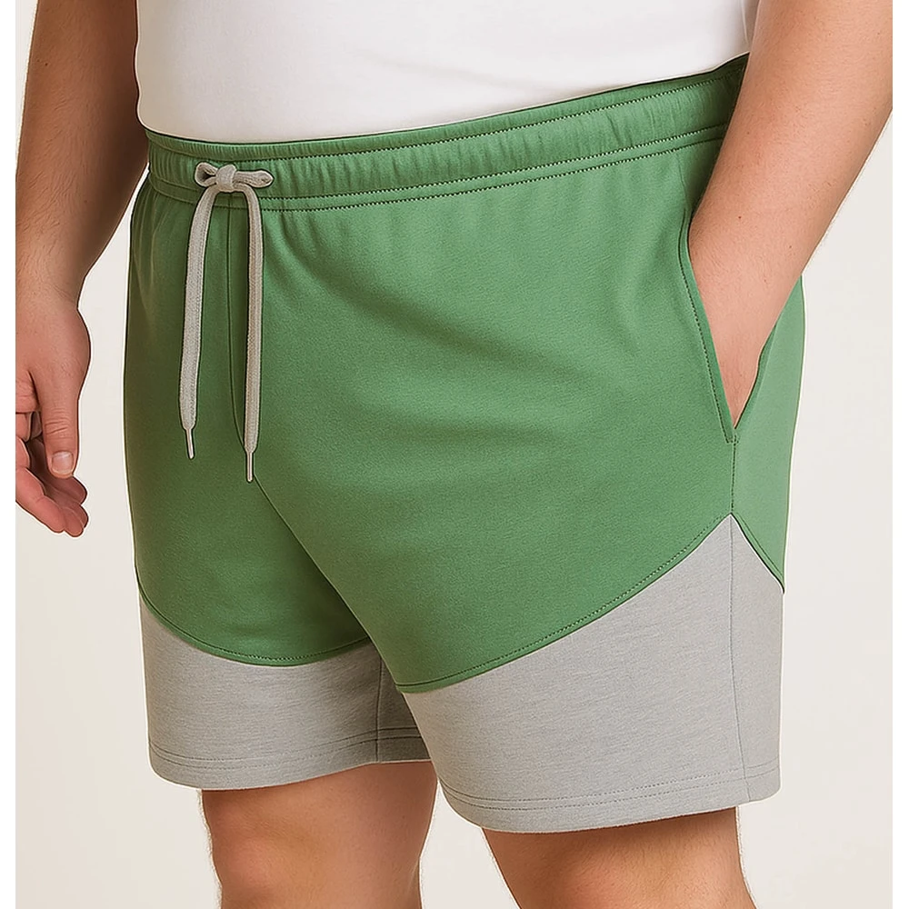 Bigdude Cut And Sew Loop Back Shorts Sage Green Grey Marl 8 Bigdude Cut And Sew Loop Back Shorts Sage Green Grey Marl - Image 8