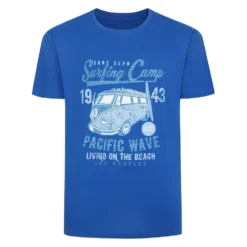 Bigdude Surfing Camp Print T-Shirt Royal Blue