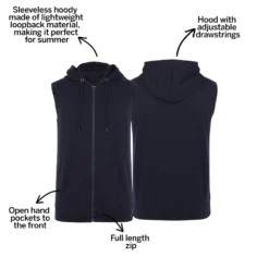 Bigdude Loop Back Sleeveless Hoody Navy -Big Dude Clothing Shop 143822aa bc20sg0120blue