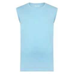 Bigdude Plain Sleeveless T-Shirt Sky Blue