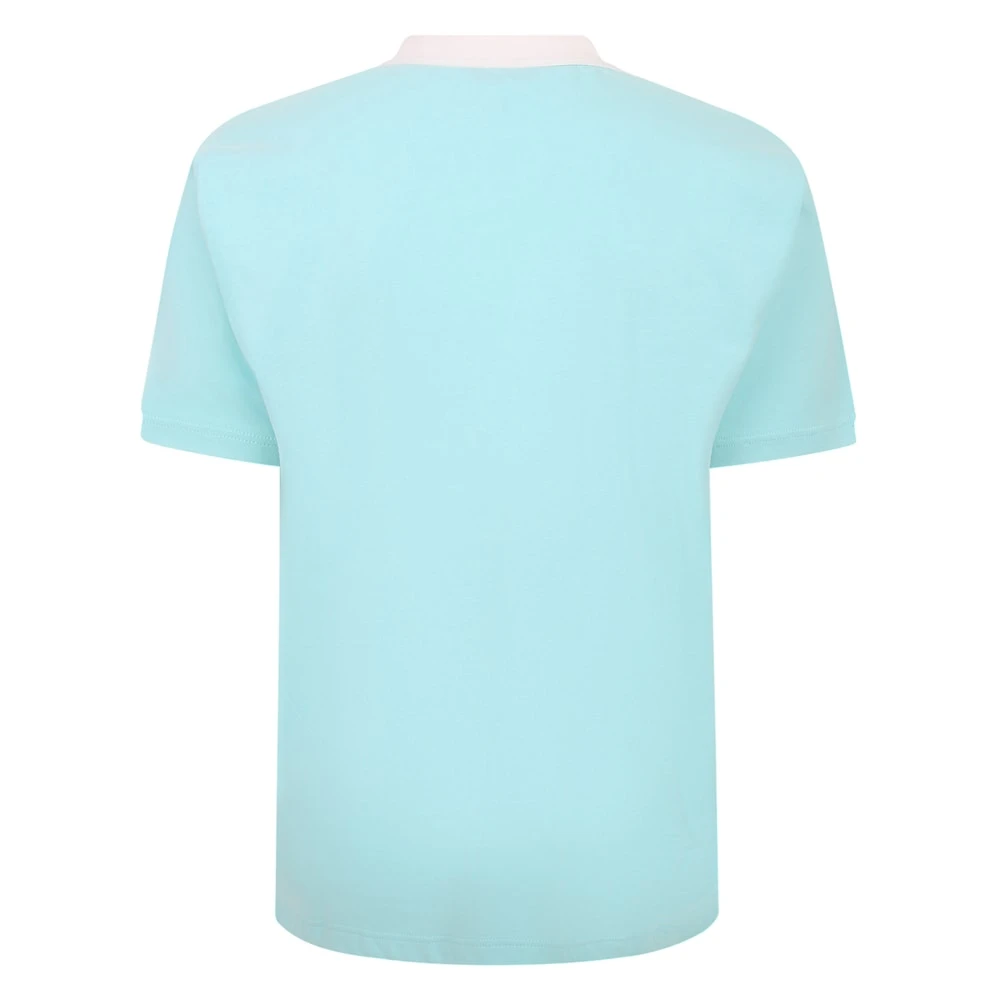 Bigdude Contrast Collar Striped Polo Shirt Turquoise 2 Bigdude Contrast Collar Striped Polo Shirt Turquoise - Image 2