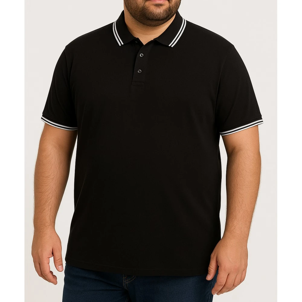 Bigdude Tipped Polo Shirt Black 7 Bigdude Tipped Polo Shirt Black - Image 7