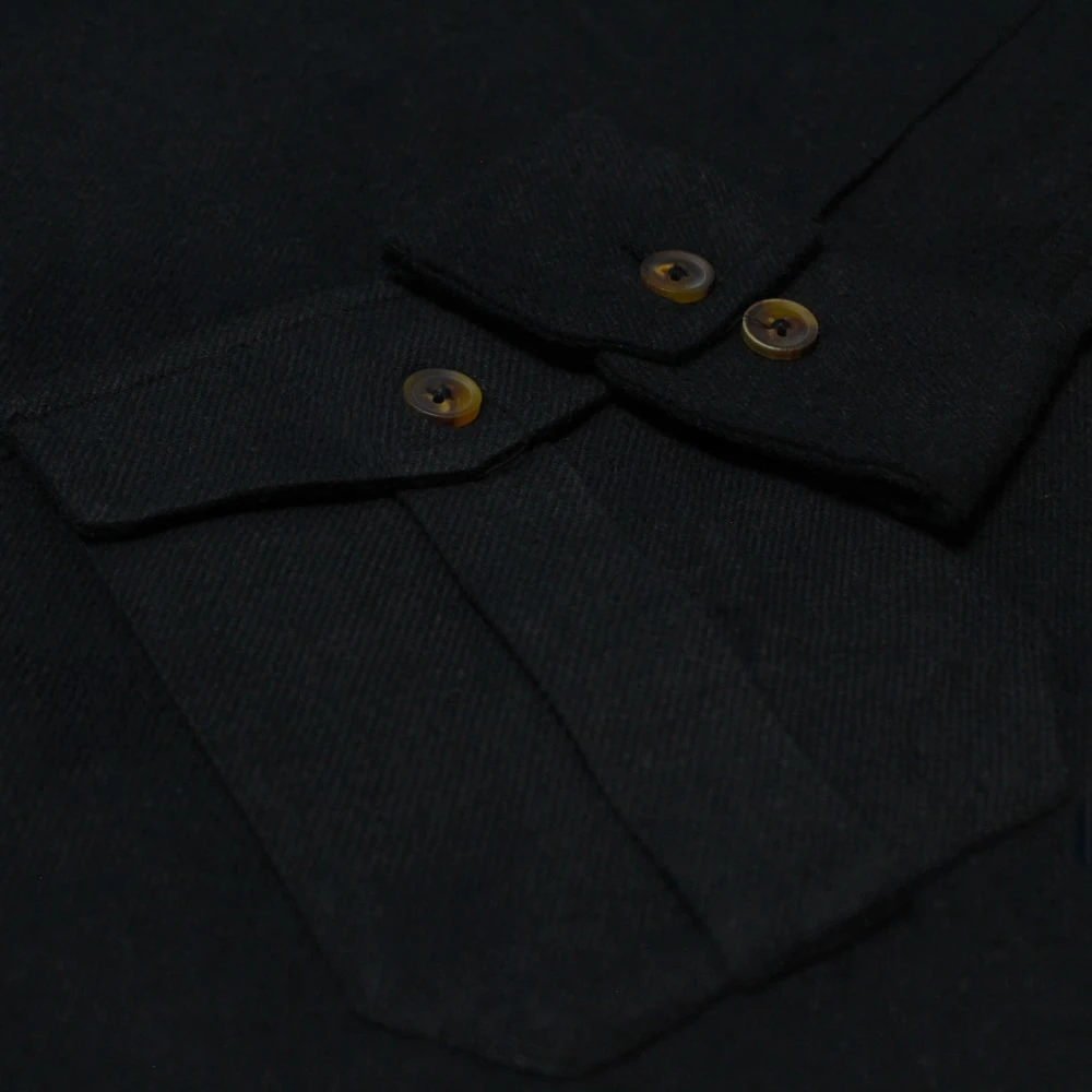 Bigdude Plain Flannel Long Sleeve Shirt Black 5 Bigdude Plain Flannel Long Sleeve Shirt Black - Image 5