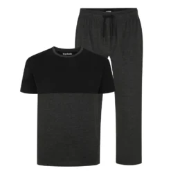 Bigdude Cut & Sew Pyjama Set Charcoal/Black