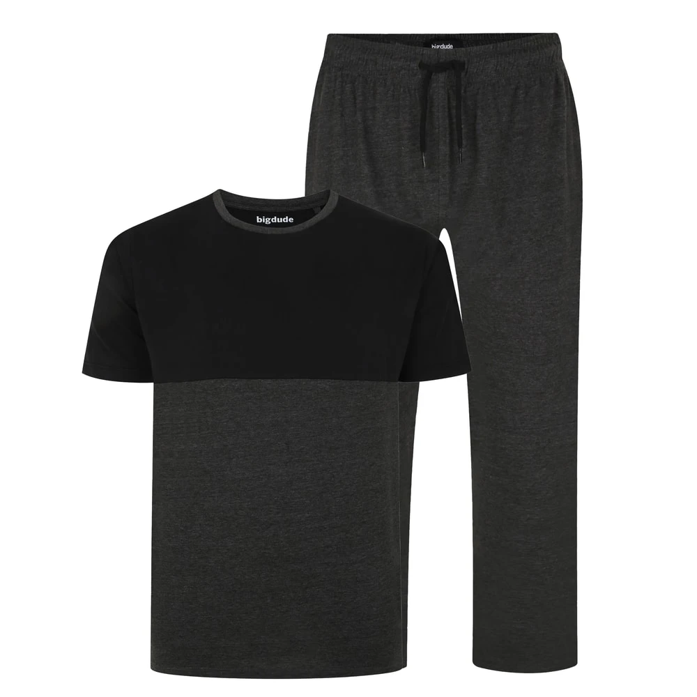 Bigdude Cut & Sew Pyjama Set Charcoal/Black 1 Bigdude Cut & Sew Pyjama Set Charcoal/Black