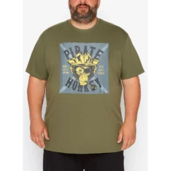 Bigdude Pirate Monkey Print T-Shirt Khaki -Big Dude Clothing Shop 1eeb886d life1 bd25ts19 11 khaki
