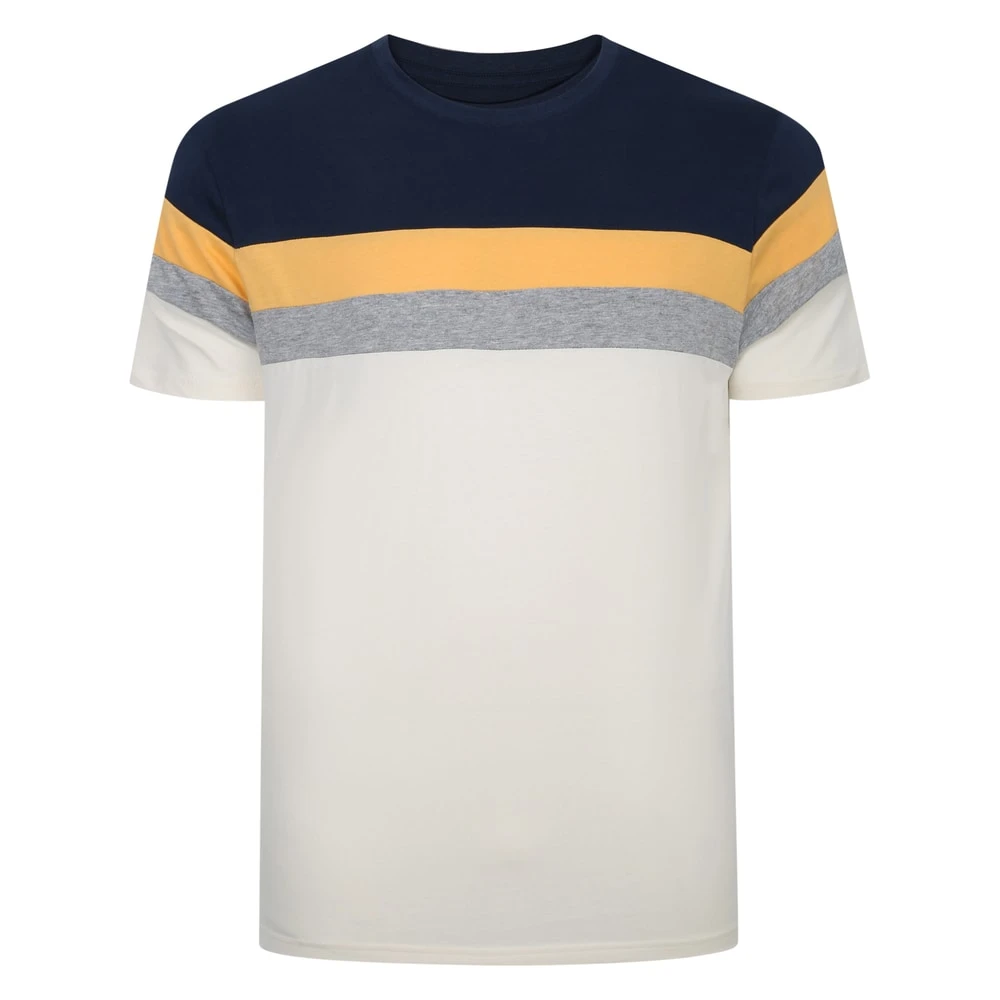 Bigdude Striped Colour Block T-Shirt Navy 1 Bigdude Striped Colour Block T-Shirt Navy
