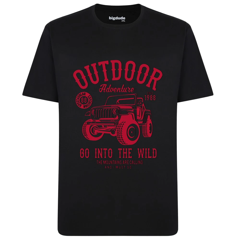 Bigdude Outdoor Adventure Print T-Shirt Black 1 Bigdude Outdoor Adventure Print T-Shirt Black