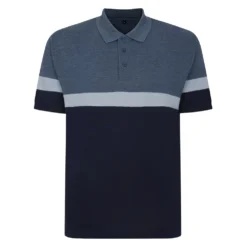 Bigdude Pique Colour Block Polo Shirt Denim