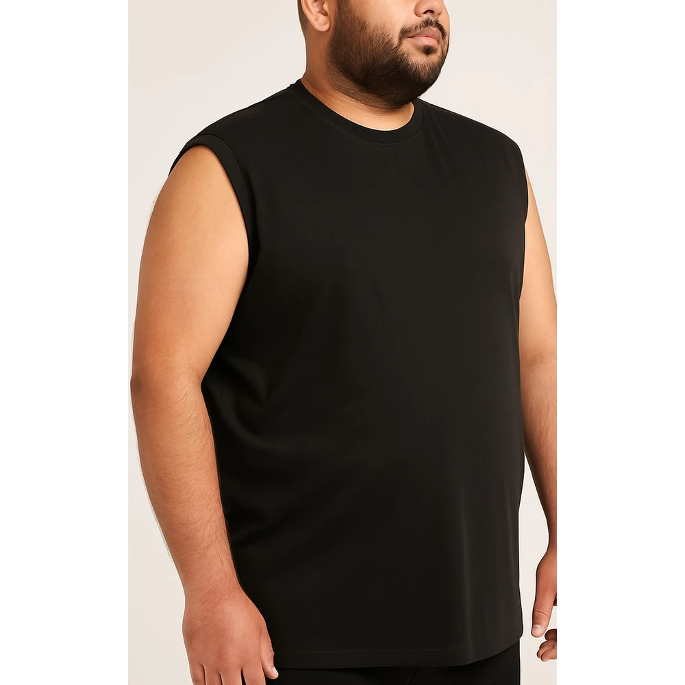 Bigdude Plain Sleeveless T-Shirt Black 7 Bigdude Plain Sleeveless T-Shirt Black - Image 7