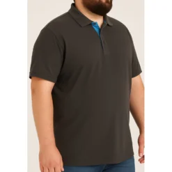 Bigdude Contrast Placket Polo Shirt Charcoal -Big Dude Clothing Shop 23e0e062 life2 us24p17 07 charcoal