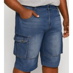 Bigdude Cargo Denim Shorts Mid Wash -Big Dude Clothing Shop 247a7371 life2 us21sh07 02 midwash