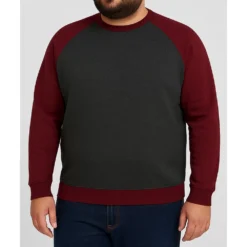 Bigdude Raglan Contrast Crew Neck Sweatshirt Charcoal/Burgundy -Big Dude Clothing Shop 25fe03df life1 bd21jmp09 07 charcoalburgundy