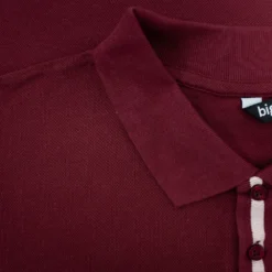 Bigdude Contrast Stripe Placket With Tipped Cuff Polo Shirt Burgundy -Big Dude Clothing Shop 262648ae img 8442