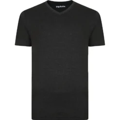 Bigdude Plain V-Neck T-Shirt Charcoal Marl
