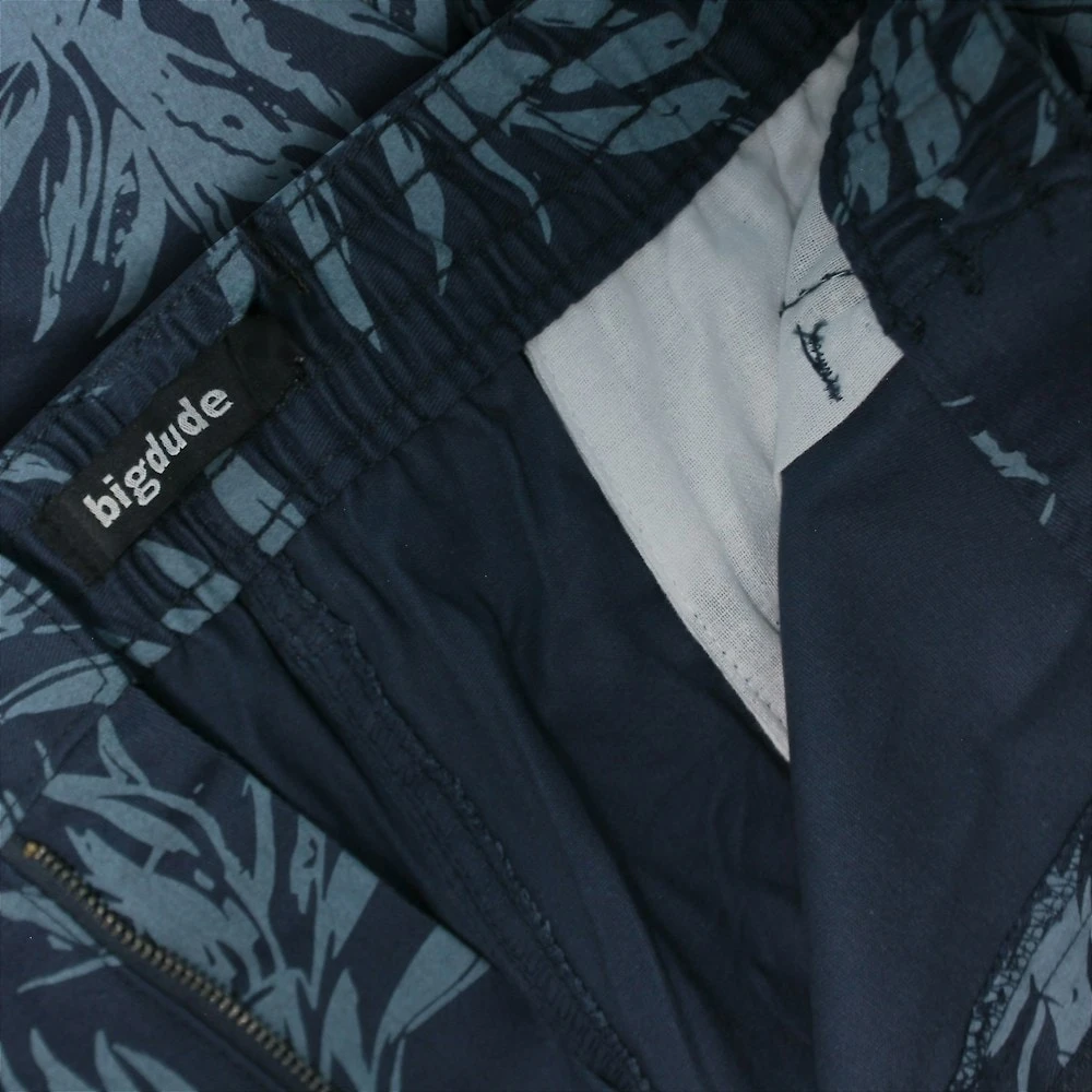 Bigdude Leaf Print Cargo Shorts Blue 5 Bigdude Leaf Print Cargo Shorts Blue - Image 5
