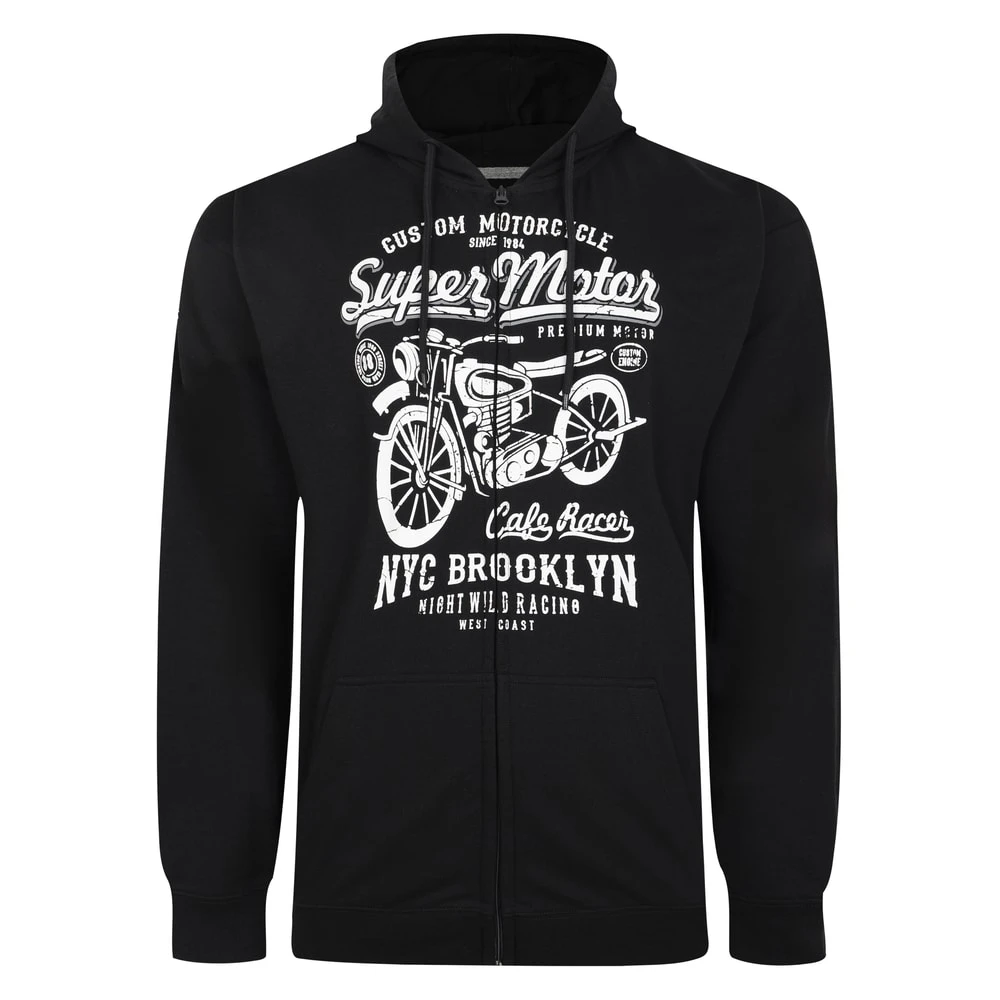 Bigdude Motorcycle Print Hoody Black 1 Bigdude Motorcycle Print Hoody Black