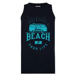 Bigdude Small Print Sleeveless T-Shirt Navy