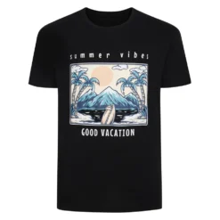 Bigdude Summer Vibes Print T-Shirt Black