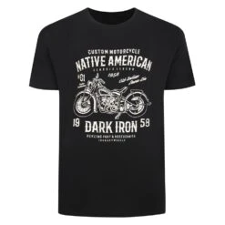 Bigdude Motorcycle Print T-Shirt Black