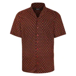 Bigdude Diamonds Viscose Relaxed Collar Shirt Mustard