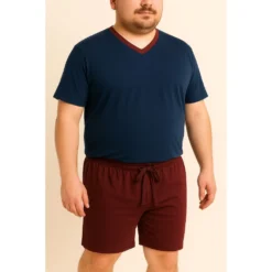 Bigdude Short V-Neck Pyjamas Navy/Burgundy -Big Dude Clothing Shop 2bed926f life2 us24pj07 02 navy