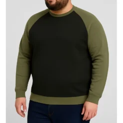 Bigdude Raglan Contrast Crew Neck Sweatshirt Black/Khaki -Big Dude Clothing Shop 2c33b0c9 life1 us21jmp09 01 black