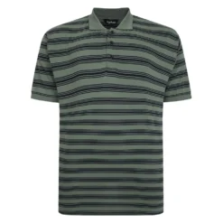 Bigdude Striped Jersey Polo Sage Green