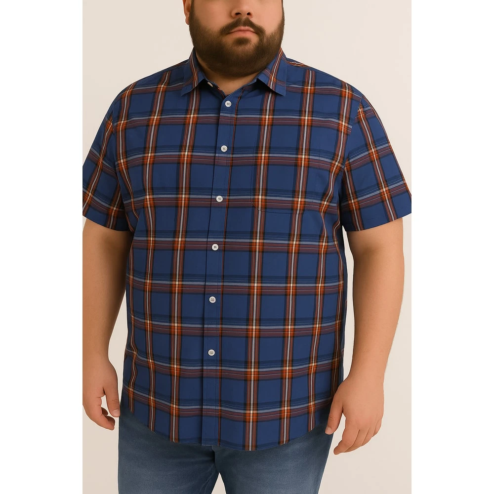 Bigdude Short Sleeve Check Shirt Blue 7 Bigdude Short Sleeve Check Shirt Blue - Image 7