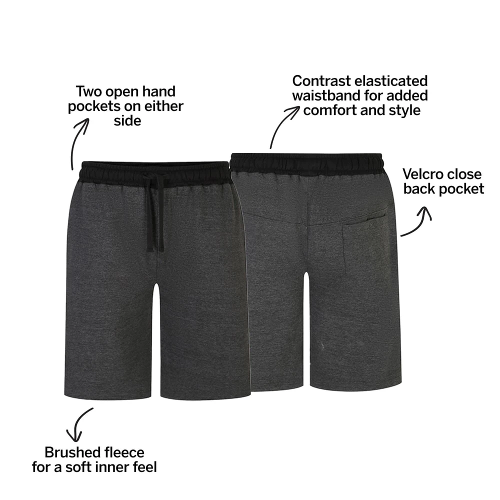 Bigdude Contrast Sweat Shorts Charcoal Marl 3 Bigdude Contrast Sweat Shorts Charcoal Marl - Image 3