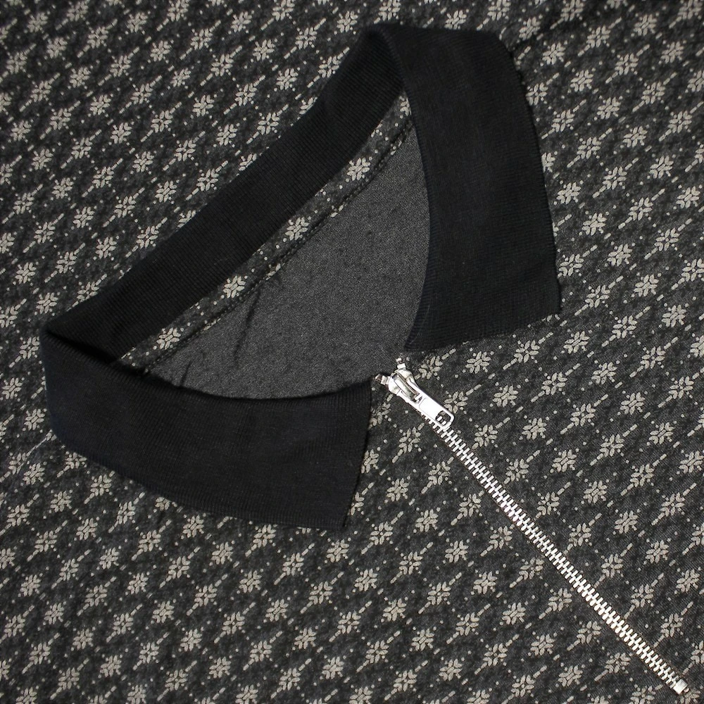 Bigdude AOP Geometric Zipped Polo Charcoal 3 Bigdude AOP Geometric Zipped Polo Charcoal - Image 3