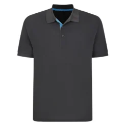 Bigdude Contrast Placket Polo Shirt Charcoal